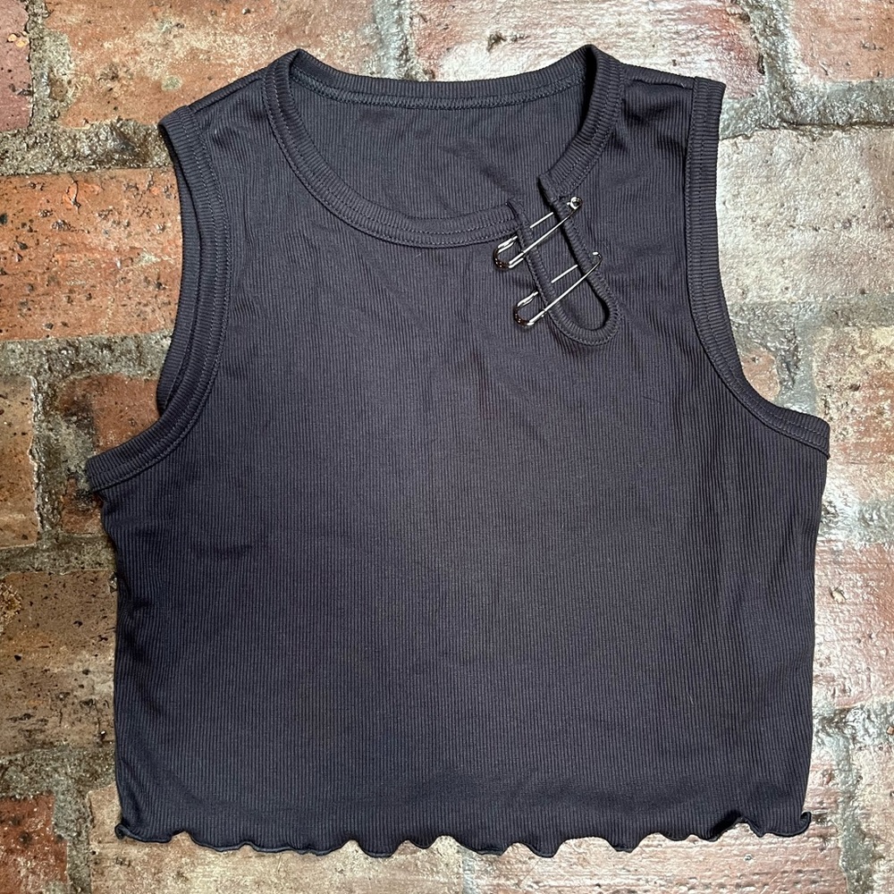 Safety Pin Grey Tank Top